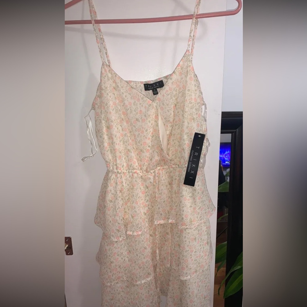 Trixxi Cream and Pink Asymmetrical dress